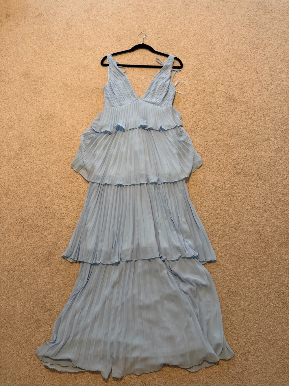 Lulu's Light Blue Tiered Pleated Maxi Dress